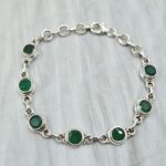 Green Onyx 925 Sterling Silver Bracelet (RS67-193)
