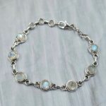 Rainbow Moonstone 925 Sterling Silver Bracelet (RS67-194)