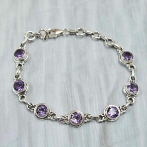 Amethyst 925 Sterling Silver Bracelet (RS67-195)