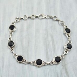 Black Onyx 925 Sterling Silver Bracelet (RS67-196)