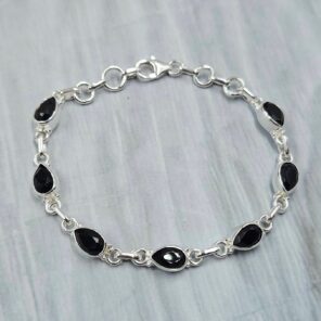 Black Onyx 925 Sterling Silver Bracelet (RS67-198)