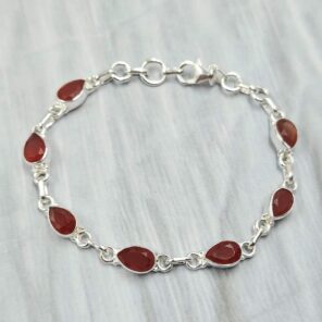 Carnelian 925 Sterling Silver Bracelet (RS67-199)