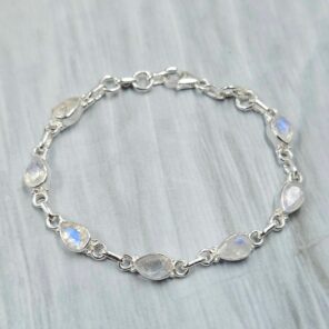 Rainbow Moonstone 925 Sterling Silver Bracelet (RS67-200)