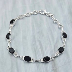 Black Onyx 925 Sterling Silver Bracelet (RS67-216)