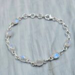 Rainbow Moonstone 925 Sterling Silver Bracelet (RS67-218)