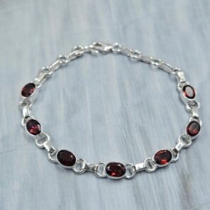 Garnet 925 Sterling Silver Bracelet (RS67-224)