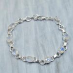 Rainbow Moonstone 925 Sterling Silver Bracelet (RS67-226)