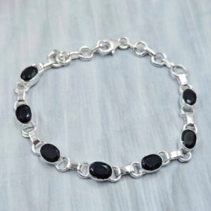 Black Onyx 925 Sterling Silver Bracelet (RS67-229)
