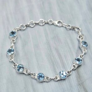 Blue Topaz 925 Sterling Silver Bracelet (RS67-231)