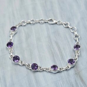 Amethyst 925 Sterling Silver Bracelet (RS67-233)