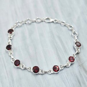 Garnet 925 Sterling Silver Bracelet (RS67-234)