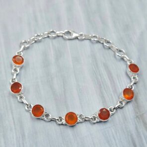 Carnelian 925 Sterling Silver Bracelet (RS67-237)