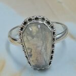 Rainbow Moonstone 925 Sterling Silver Coffin Ring (REXT85-80)