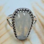Rainbow Moonstone 925 Sterling Silver Coffin Ring (REXT85-81)