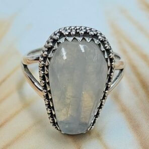 Rainbow Moonstone 925 Sterling Silver Coffin Ring (REXT85-81)