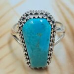 Mohave Turquoise 925 Sterling Silver Coffin Ring (REXT84-22)