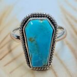 Mohave Turquoise 925 Sterling Silver Coffin Ring (REXT84-24)