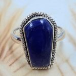 Lapis Lazuli 925 Sterling Silver Coffin Ring (REXT84-15)