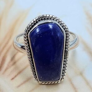 Lapis Lazuli 925 Sterling Silver Coffin Ring (REXT84-15)