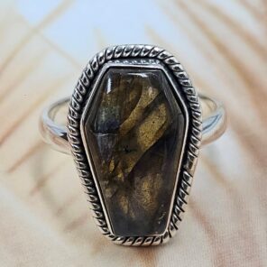 Labradorite 925 Sterling Silver Coffin Ring (REXT85-91)