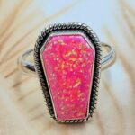 Hot Pink Aurora Opal 925 Sterling Silver Coffin Ring (REXT84-7)