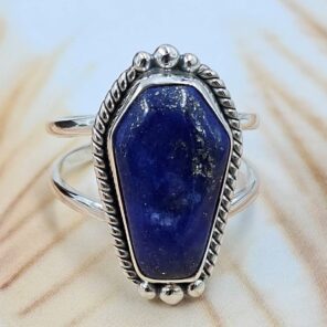 Lapis Lazuli 925 Sterling Silver Coffin Ring (REXT84-16)