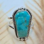 Mohave Turquoise 925 Sterling Silver Coffin Ring (REXT84-23)