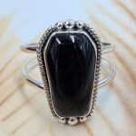 Black Onyx 925 Sterling Silver Coffin Ring (REXT85-100)