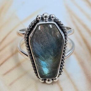 Labradorite 925 Sterling Silver Coffin Ring (REXT85-92)