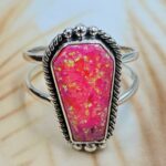 Hot Pink Aurora Opal 925 Sterling Silver Coffin Ring (REXT84-8)