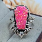 Hot Pink Aurora Opal 925 Sterling Silver Coffin Ring (REXT84-9)