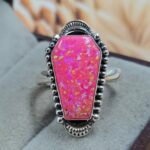 Hot Pink Aurora Opal 925 Sterling Silver Coffin Ring (REXT84-10)