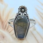 Labradorite 925 Sterling Silver Coffin Ring (REXT85-95)