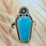 Mohave Turquoise 925 Sterling Silver Coffin Ring (REXT84-27)