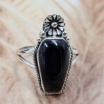 Black Onyx 925 Sterling Silver Coffin Ring (REXT85-103)