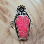 Hot Pink Aurora Opal 925 Sterling Silver Coffin Ring (REXT84-11)