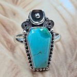 Mohave Turquoise 925 Sterling Silver Coffin Ring (REXT84-28)