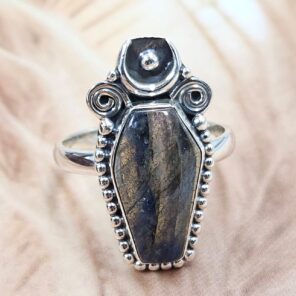 Labradorite 925 Sterling Silver Coffin Ring (REXT85-96)