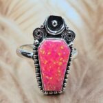 Hot Pink Aurora Opal 925 Sterling Silver Coffin Ring (REXT84-12)