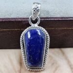 Lapis Lazuli Coffin 925 Sterling Silver Pendant (RS29-444)