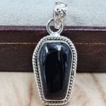 Black Onyx Coffin 925 Sterling Silver Pendant (RS29-441)