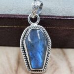 Labradorite Coffin 925 Sterling Silver Pendant (RS29-442)