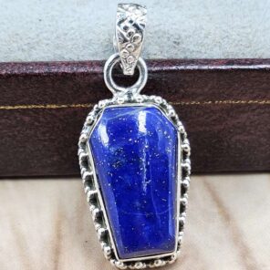 Lapis Lazuli Coffin 925 Sterling Silver Pendant (RS29-462)