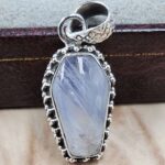 Rainbow Moonstone Coffin 925 Sterling Silver Pendant (RS29-460)