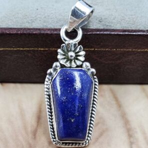 Lapis Lazuli Coffin 925 Sterling Silver Pendant (RS29-451)