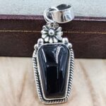 Black Onyx Coffin 925 Sterling Silver Pendant (RS29-447)