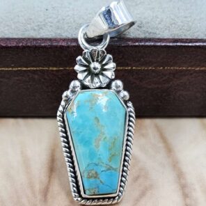 Mohave Turquoise Coffin 925 Sterling Silver Pendant (RS29-449)