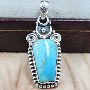 Mohave Turquoise coffin 925 Sterling Silver Pendant (RS29-435)