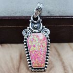 Hot Pink Aurora opal Synthetic Coffin 925 Sterling Silver Pendant (RS29-439)