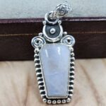 Rainbow Moonstone Coffin 925 Sterling Silver Pendant (RS29-436)